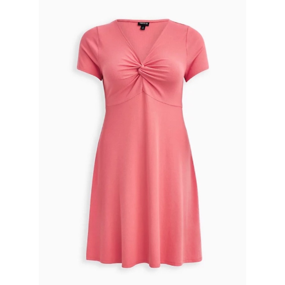 🆕 Coral Twist Front Ribbed Skater Dress 2X 18 20 NWT Torrid